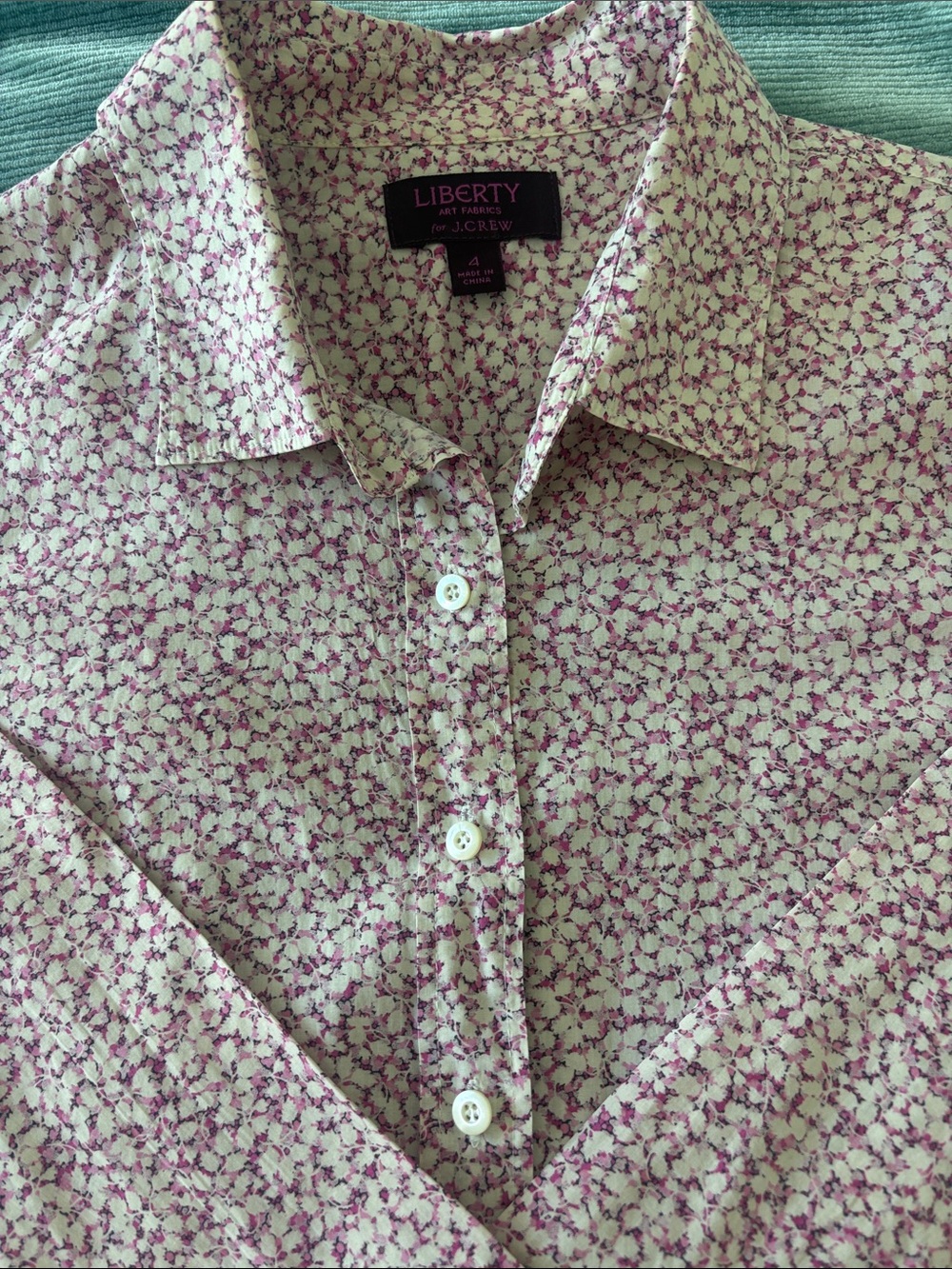 J. Crew Liberty Floral Button-Up Shirt in Pink and Cream